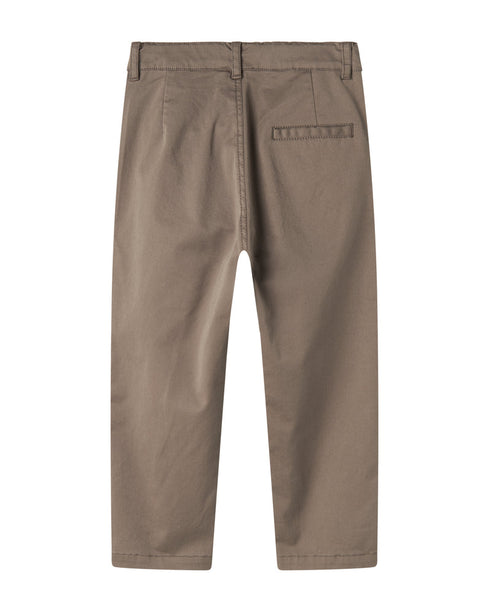 Pantalon din bumbac maro cu talie reglabila